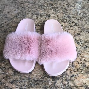 pink furry slides
